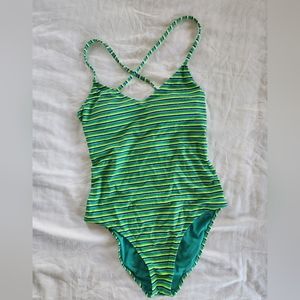 Aerie green stripe lace back swimsuit